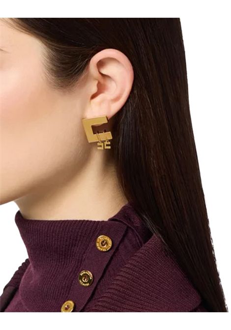 Orecchini ELISABETTA FRANCHI donna OR03K56 Oro metallo finitura dorata doppio logo in charms pendenti ELISABETTA FRANCHI | Orecchini | OR03K56U95